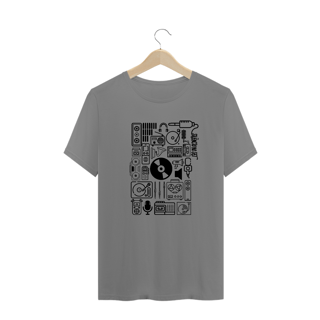 Nome do produto Camiseta Plus Size ícones | Branca | Cinza