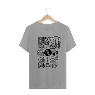 Nome do produto Camiseta ícones | Branca | Cinza