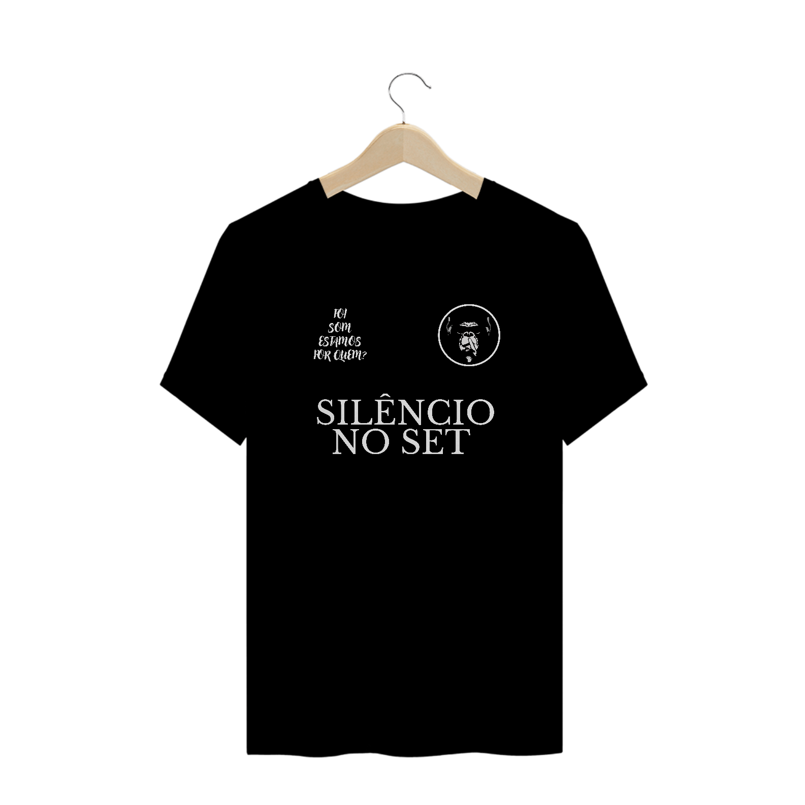 Camiseta Plus Size Silêncio no Set F.C| Preta