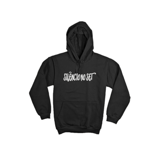 Nome do produto Moletom fechado com capuz e bolso canguru Silêncio no Set II | Preto