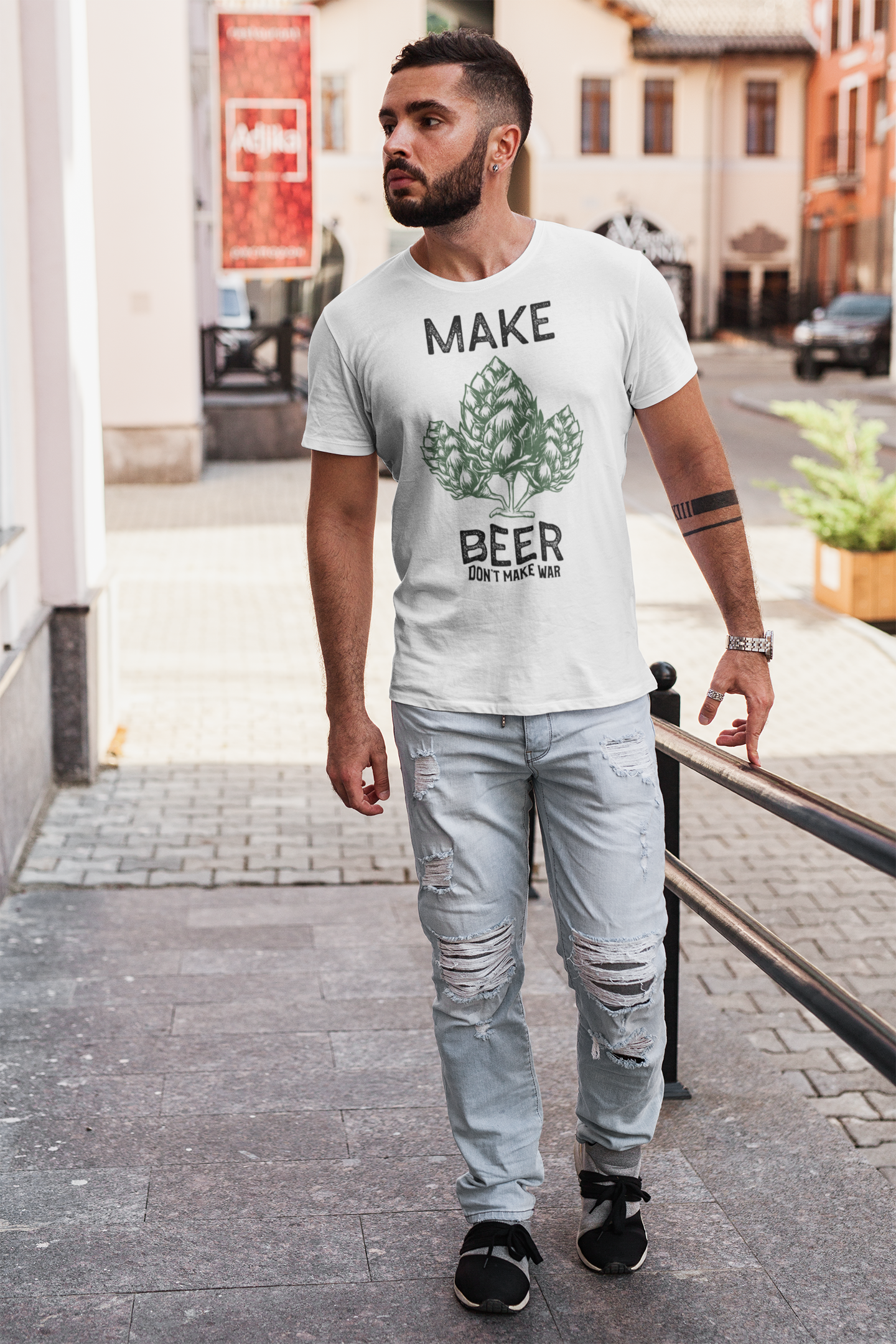 CAMISETA MASCULINA PRIME BRANCA  MAKE BEER