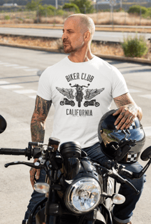 CAMISETA MASCULINA PRIME BRANCA COLEÇÃO CALIFORNIA ROAD  BIKER CLUB