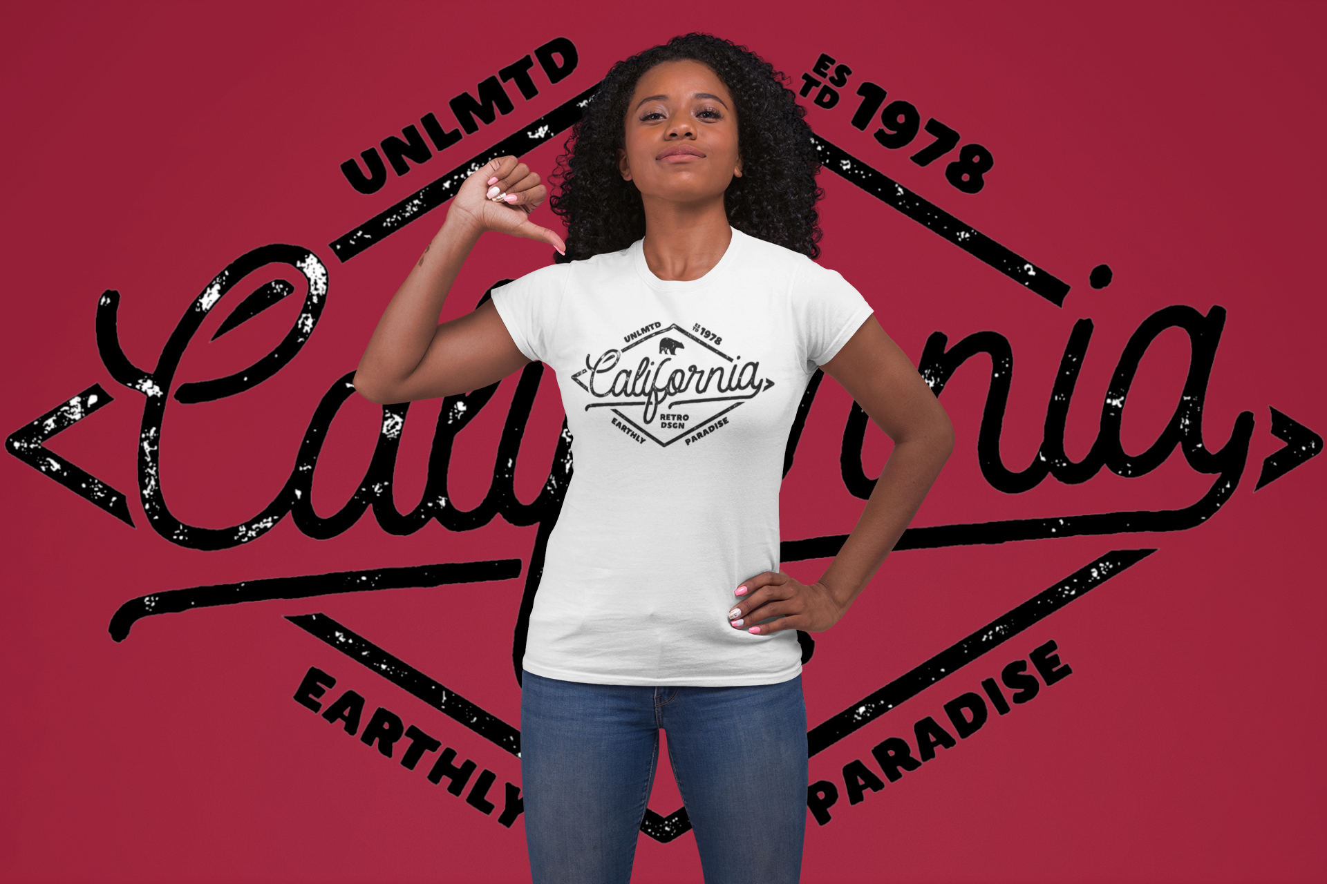 CAMISETA FEMININA PRIME BRANCA  CALIFORNIA UNLMTD