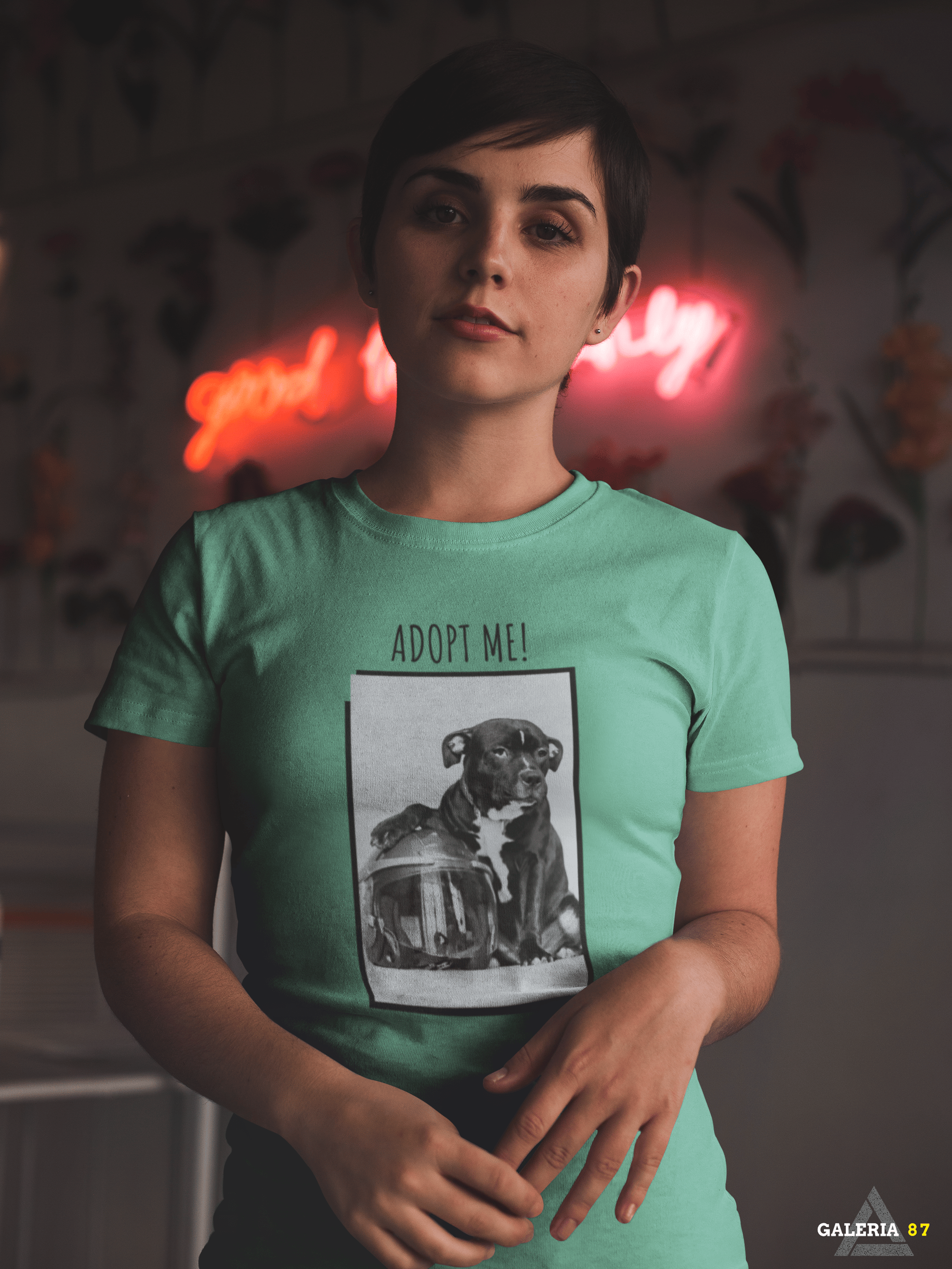 CAMISETA FEMININA BABY LONG ESTONADA VERDE  ADOPT ME !