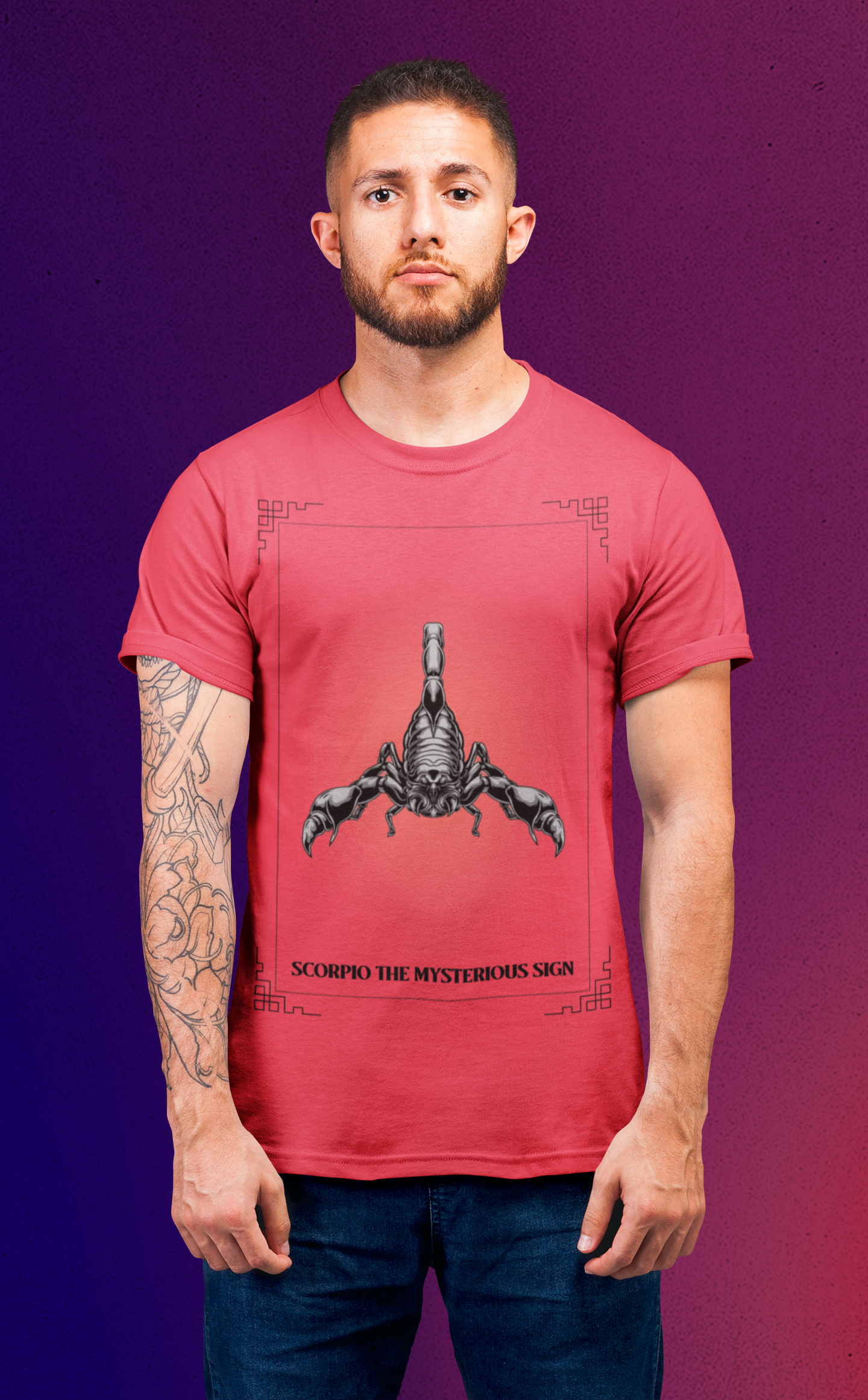 CAMISETA MASCULINA VERMELHO ESTONADA  SCORPIO