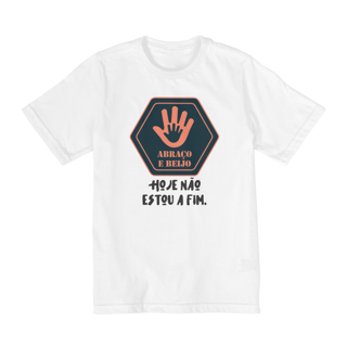 Nome do produto Camiseta branca ABRAÇO E BEIJO (preto e rosa tropical)