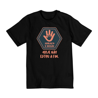 Camiseta preta ABRAÇO E BEIJO (petróleo e rosa tropical)
