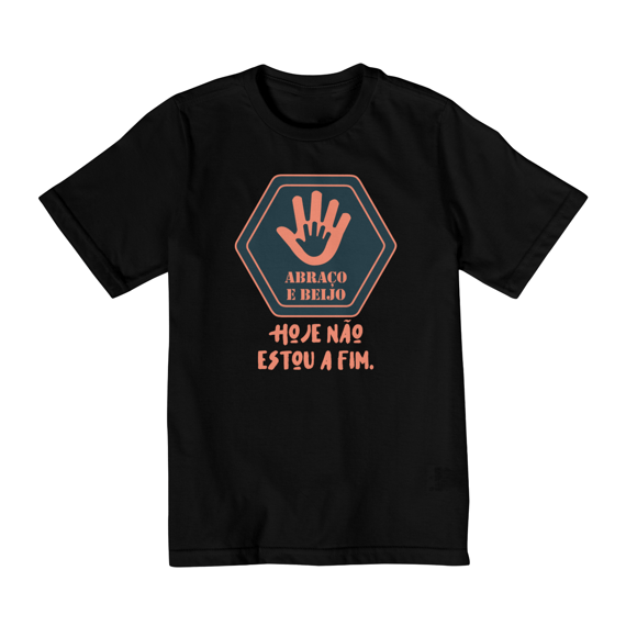 Camiseta preta ABRAÇO E BEIJO (petróleo e rosa tropical)