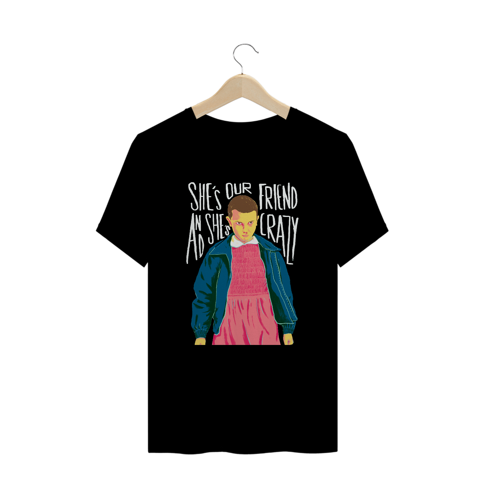 camiseta stranger things - crazy (colorido)