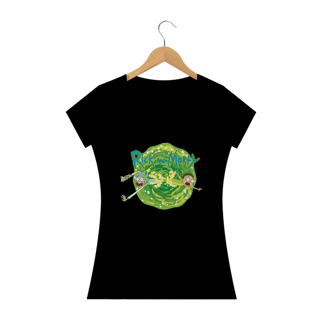 CAMISETA BABY LONG RICK AND MORTY VIAGEM TRIDIMENSIONAL