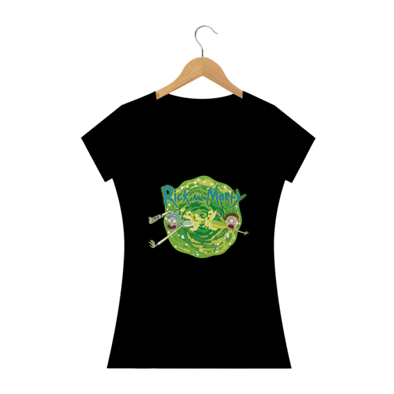CAMISETA BABY LONG RICK AND MORTY VIAGEM TRIDIMENSIONAL