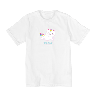 Camiseta Infantil Gato Unicórnio Raro - 8 a 14 anos