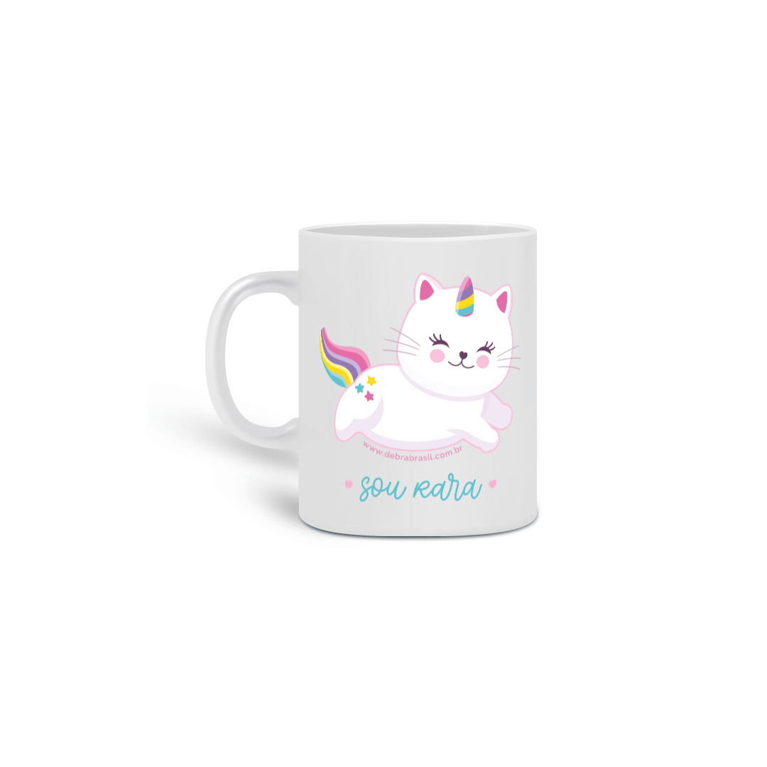 Nome do produto: Caneca Gato Unicórnio Raro