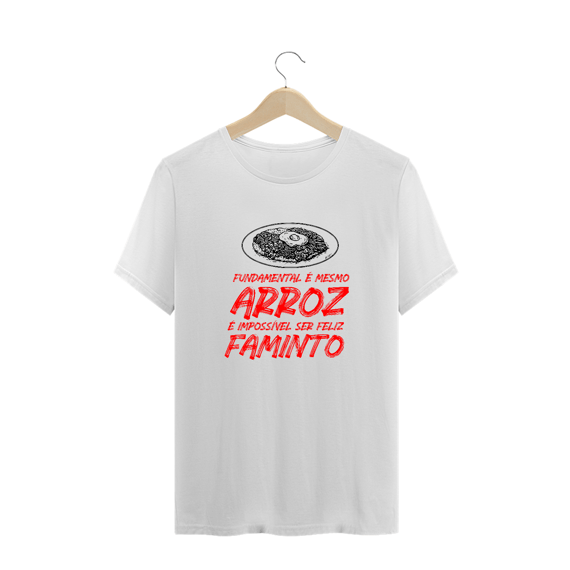 Camiseta plus size 'é impossível ser feliz faminto' 