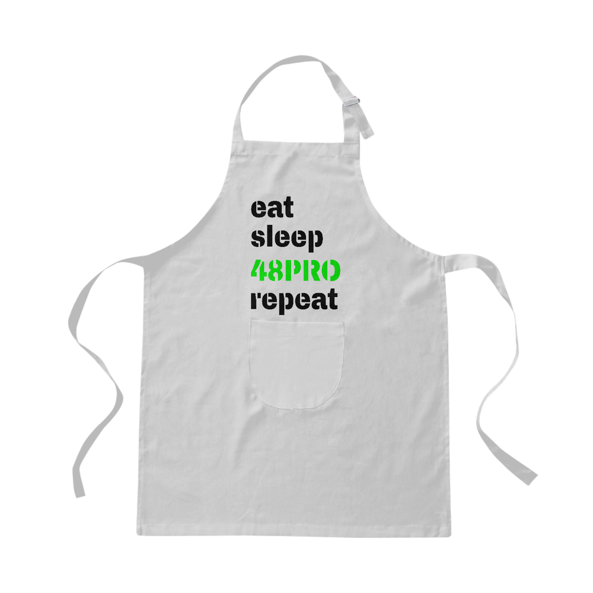 Nome do produto: AVENTAL DE BRIM BRANCO- EAT, SLEEP, 48PRO, REPEAT