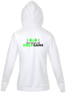 Nome do produto MOLETOM CAMGURU FLANELADO COM ZIPER E CAPUZ (ESTAMPA NAS COSTAS) - HEAVY WEIGHTS AND ONLY GAINS - 48 PRO ORIGINAL LIFESTYLE
