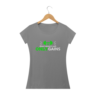 Nome do produto T-SHIRT BABY LONG QUALITY FEMININA - HEAVY WEIGHTS AND ONLY GAINS - 48 PRO ORIGINAL LIFESTYLE