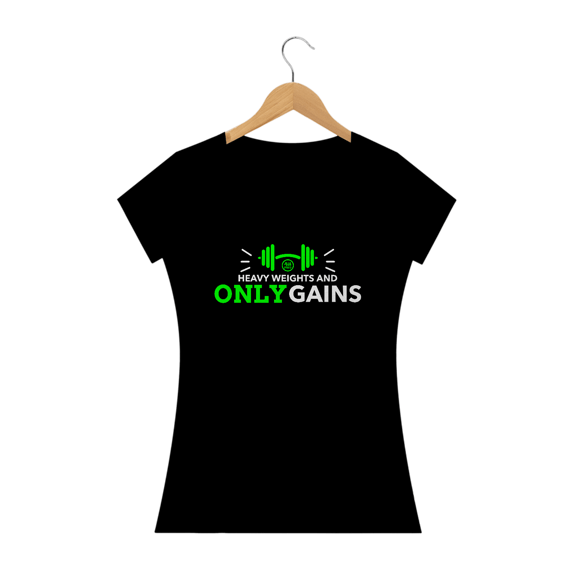 T-SHIRT BABY LONG QUALITY FEMININA - HEAVY WEIGHTS AND ONLY GAINS - 48 PRO ORIGINAL LIFESTYLE
