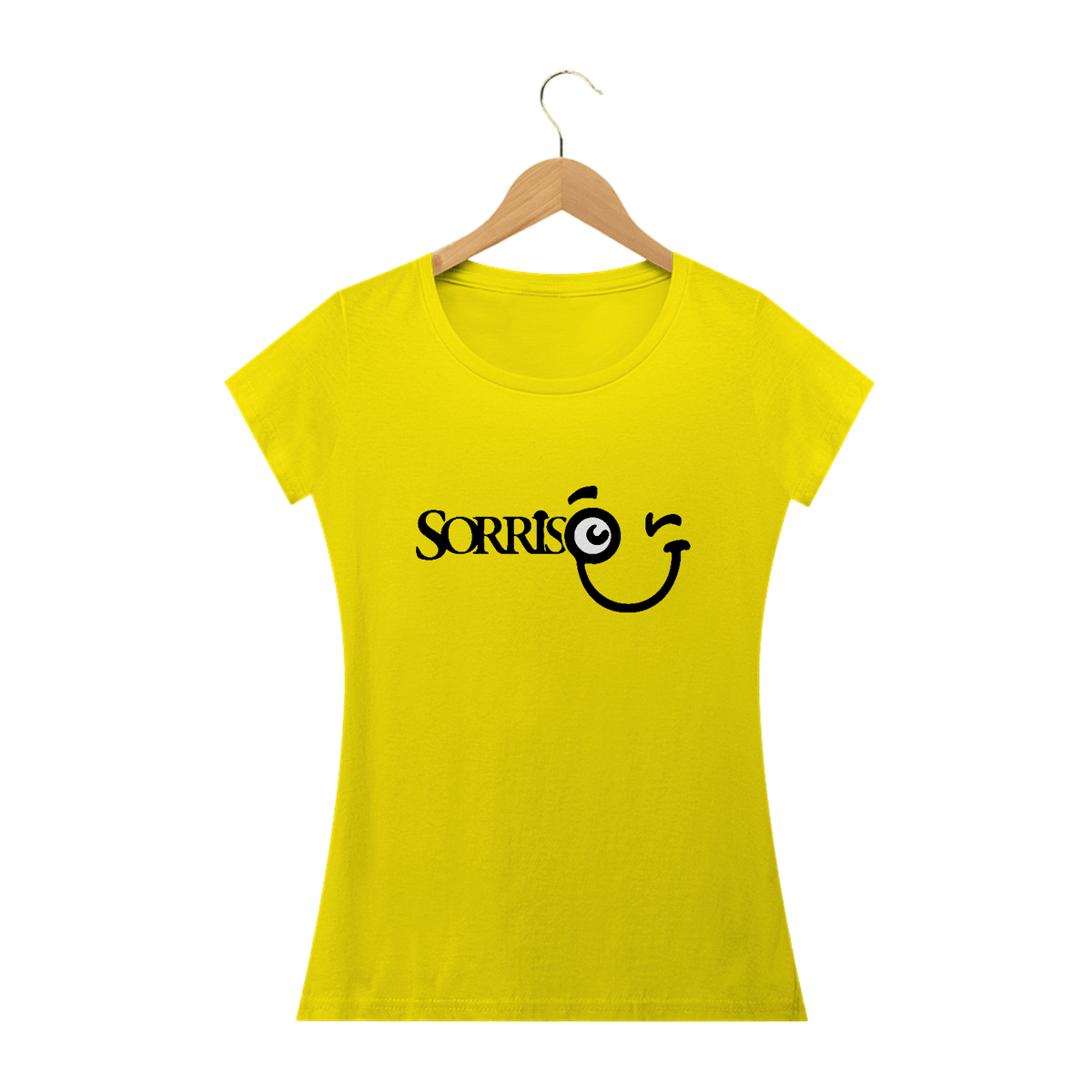 Nome do produto: Camiseta Babylook Sorriso Maroto (Estampa Preta)
