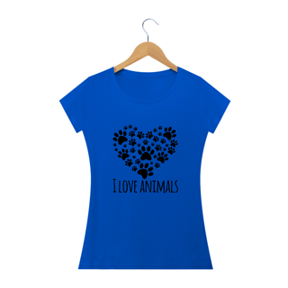 Nome do produto Camiseta Babylook - I Love Animals/Pets (Estampa Preta)