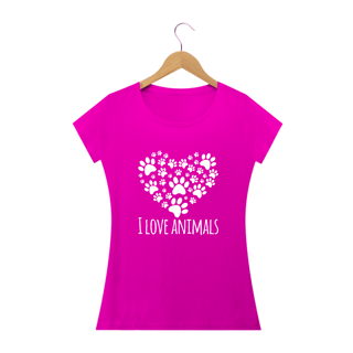 Nome do produto Camiseta Babylook - I Love Animals (Eu Amo Animais/Pet)
