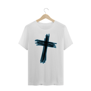 Nome do produto T-shirt Gospel - cruz brilho azul