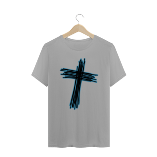 Nome do produto T-shirt Gospel - cruz brilho azul