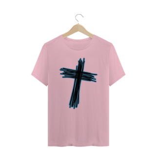 Nome do produto T-shirt Gospel - cruz brilho azul