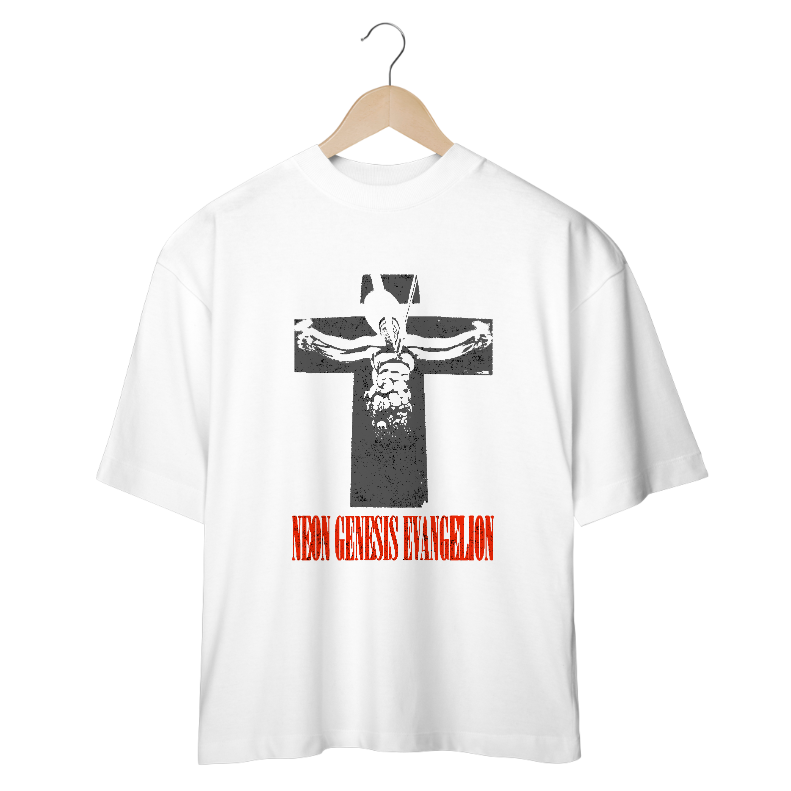 Camiseta Oversized Neon Genesis Evangelion Cross Mind The Gap Co.