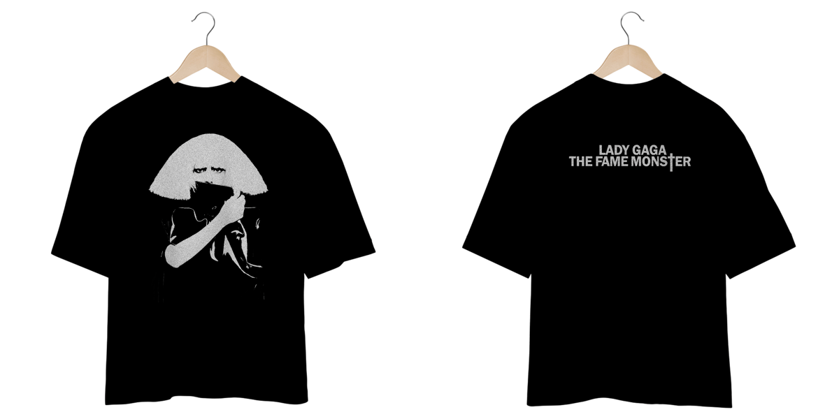 Nome do produto: Camiseta Oversized Lady Gaga Fame Mind The Gap Co.