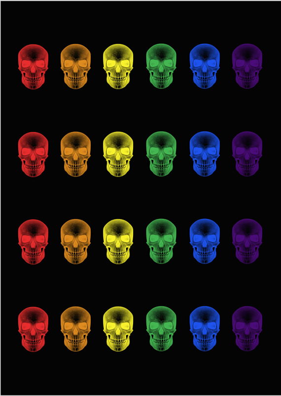 Poster Caveira Neon Colorida