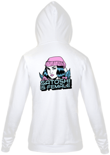 Nome do produto Moletom Ziper Satoshi Is Female DSN004-MZ