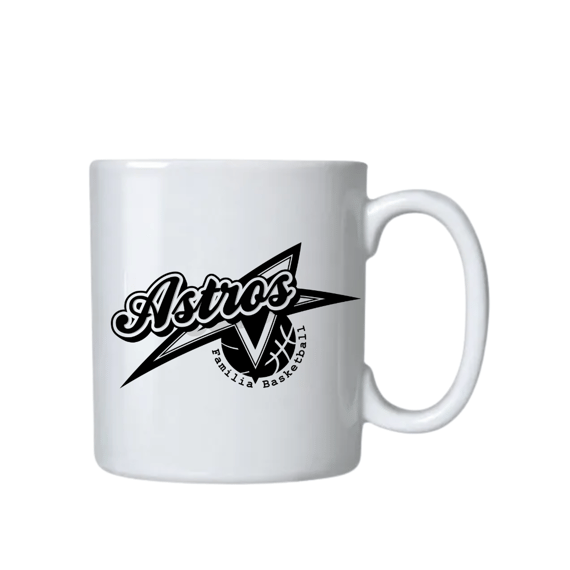 Canecas Brancas Cerâmica Astros Basketball Logo Preto