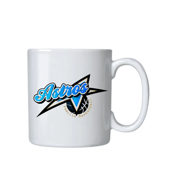 Caneca Branca Cerâmica Astros Basketball Logo Oficial