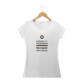 Nome do produto CAMISETA FEMININA BABY LOOK MARCOPOLO EVOLUÇÃO LOGOTIPOS