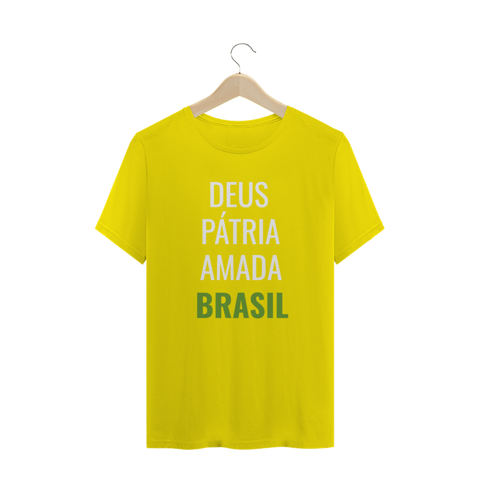 Camiseta Amarela Deus Pátria Amada Brasil