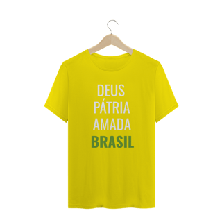 Camiseta Amarela Deus Pátria Amada Brasil