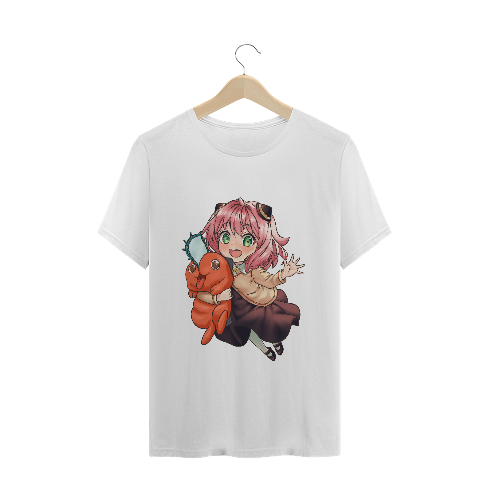 Camiseta Anya e Pochita - Spyxfamily e Chainsaw Man - Tecido Prime