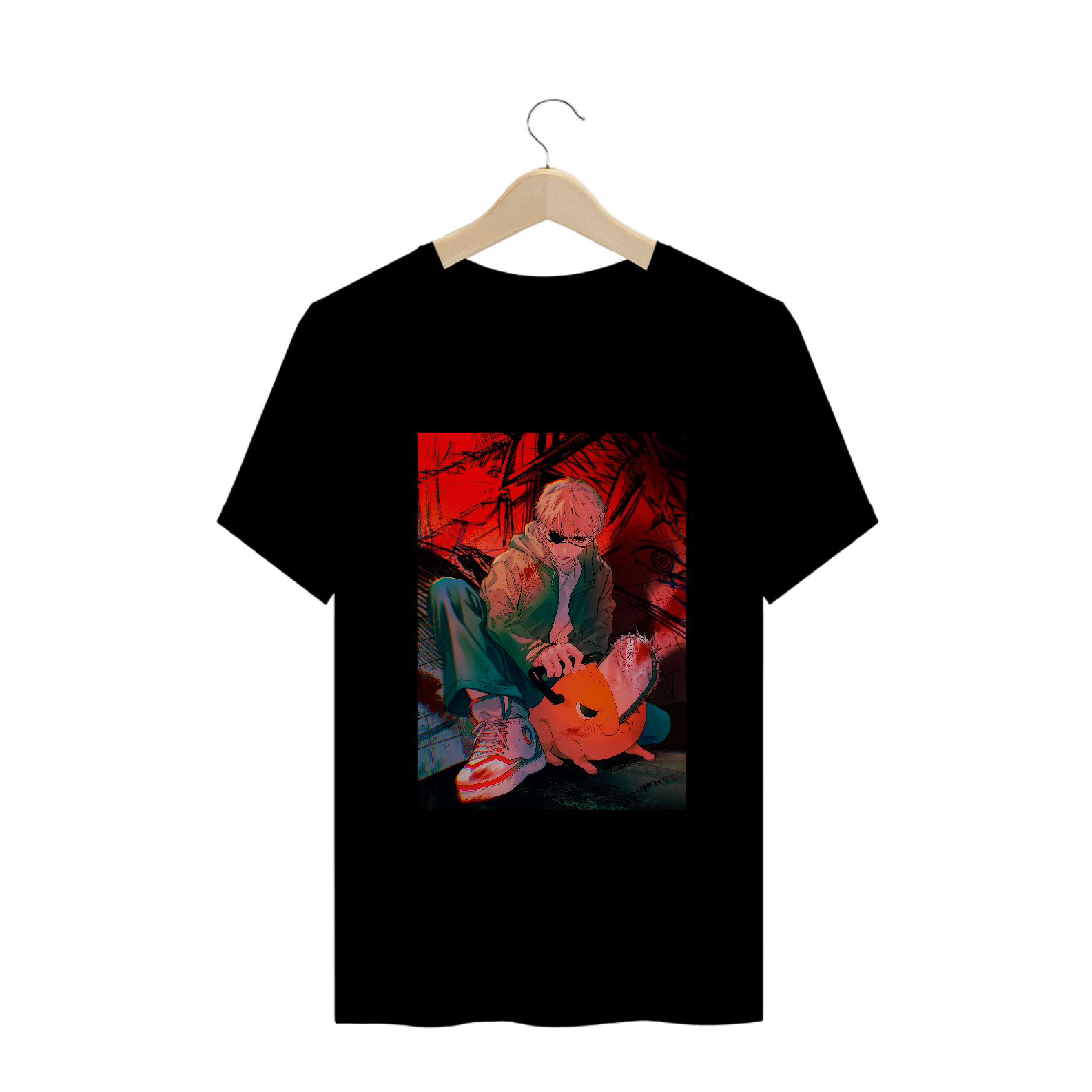 Camiseta Chainsaw Man Denji e Pochita - Tecido Classic