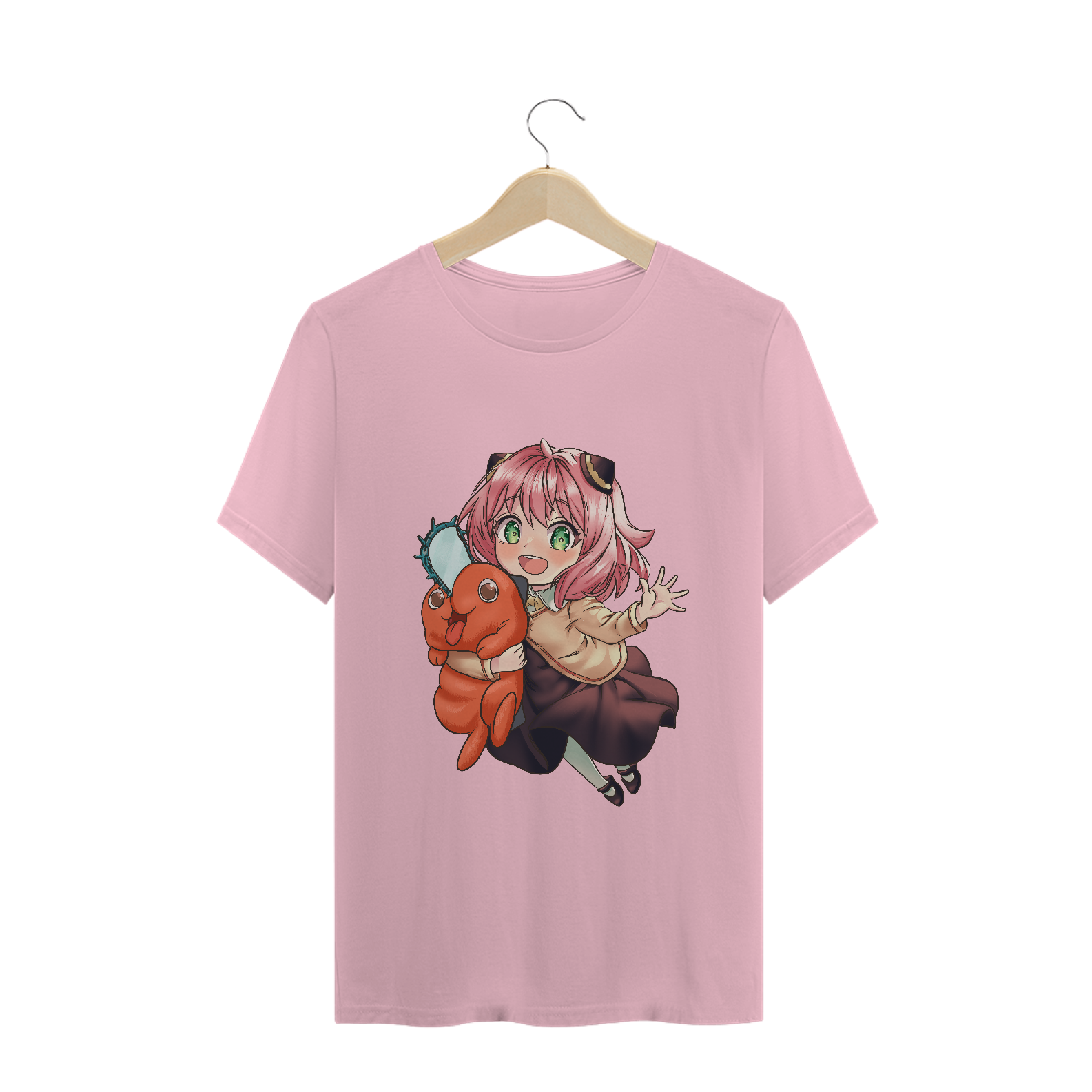 Camiseta Anya e Pochita - Spyxfamily e Chainsaw Man - Tecido Classic