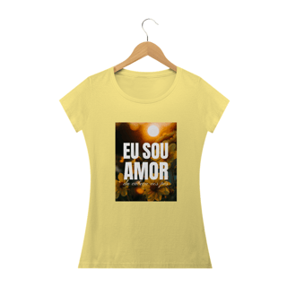 Nome do produto CAMISETA BABY LONG ESTONADA - EU SOU AMOR