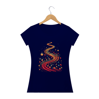 Nome do produto Camiseta Estampada Feminina Natal Caminho de Estrelas