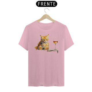 Nome do produto Camiseta - Gato Laranja com Vinho