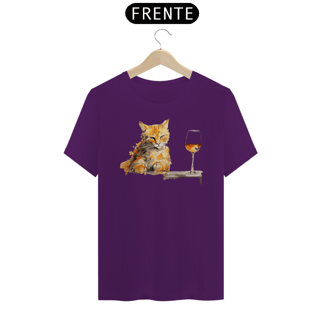Nome do produto Camiseta - Gato Laranja com Vinho