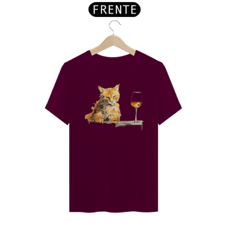 Nome do produto Camiseta - Gato Laranja com Vinho