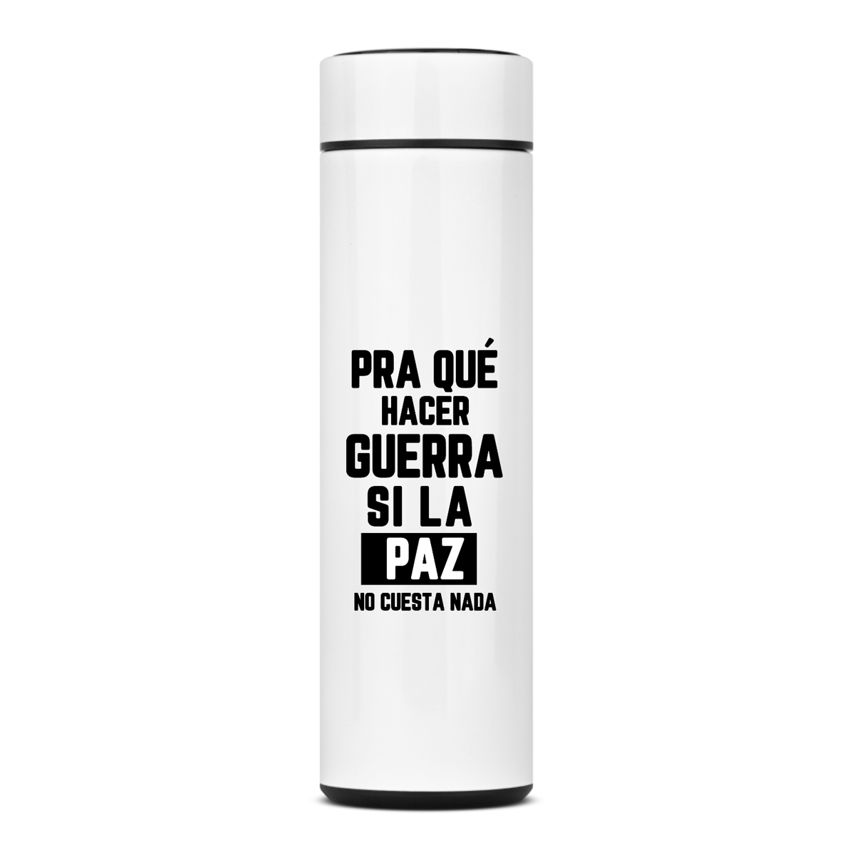 Nome do produto: GARRAFA TERMICA RBD PRA QUE HACER GUERRA SI LA PAZ NO CUESTA NADA