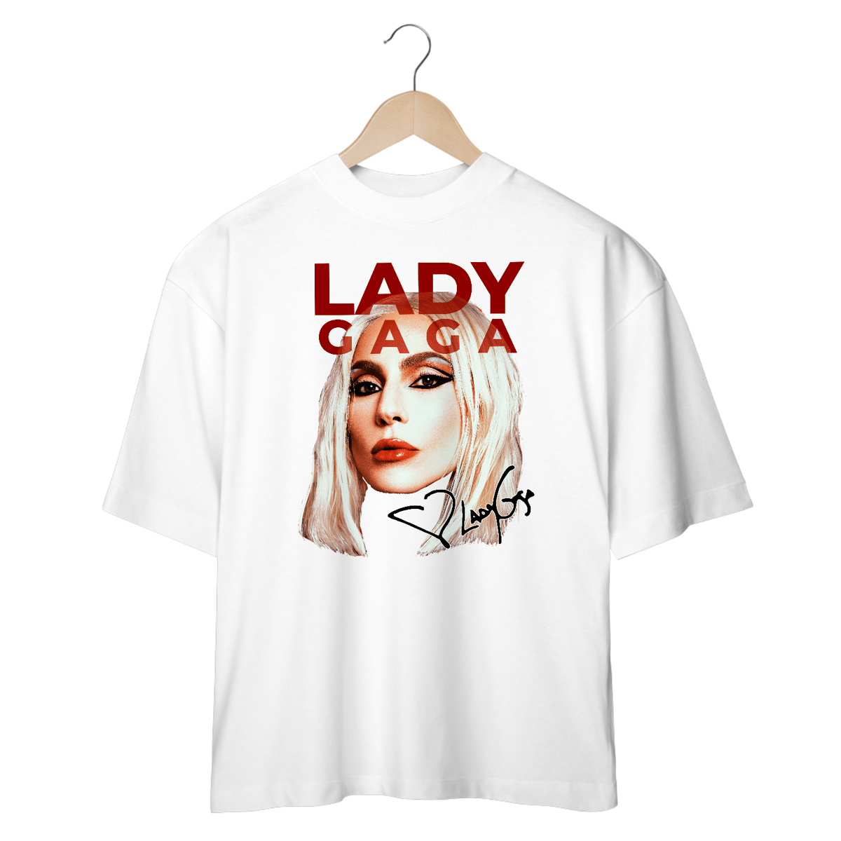 Nome do produto: CAMISETA OVERSIZED LADY GAGA FACE