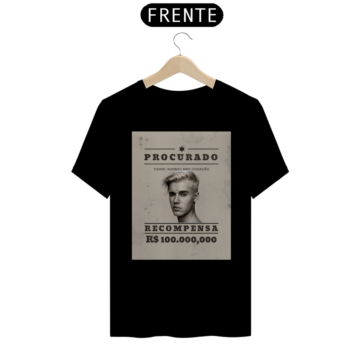 Nome do produto: Camiseta Unissex - Justin Bieber Procurado 
