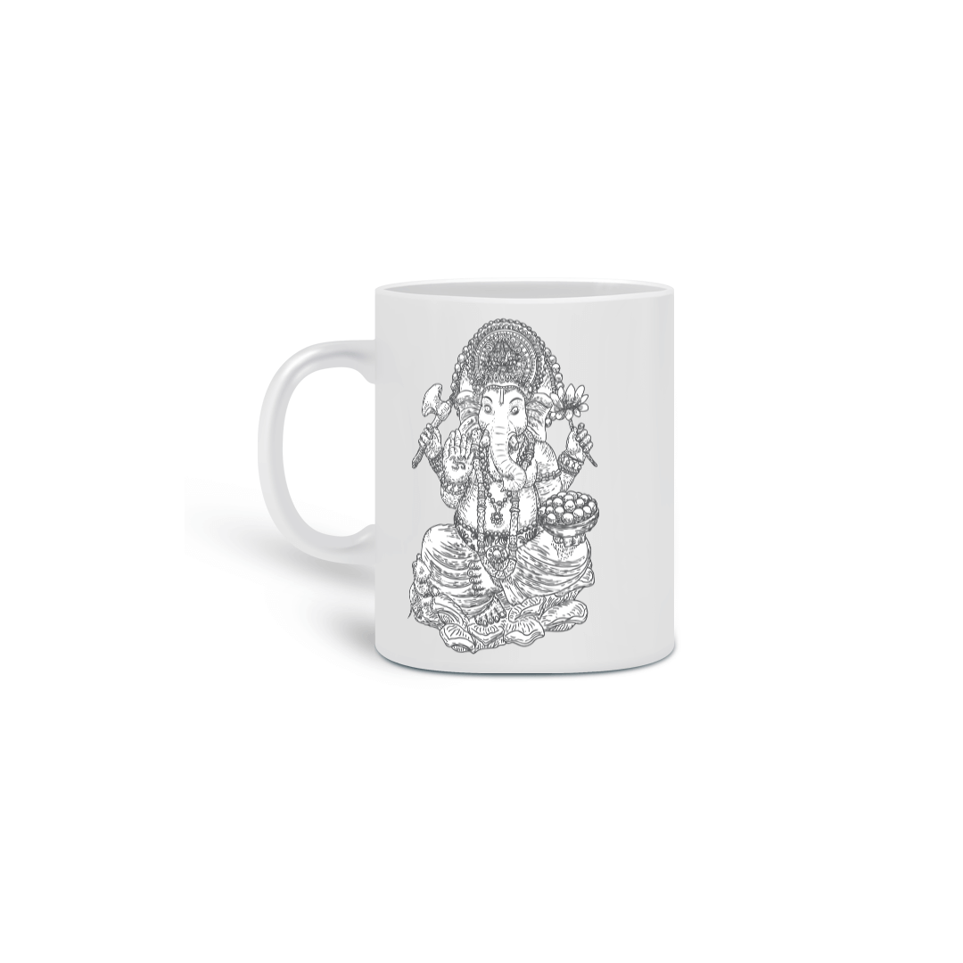 Nome do produto: Ganesha - caneca de cerâmica branca