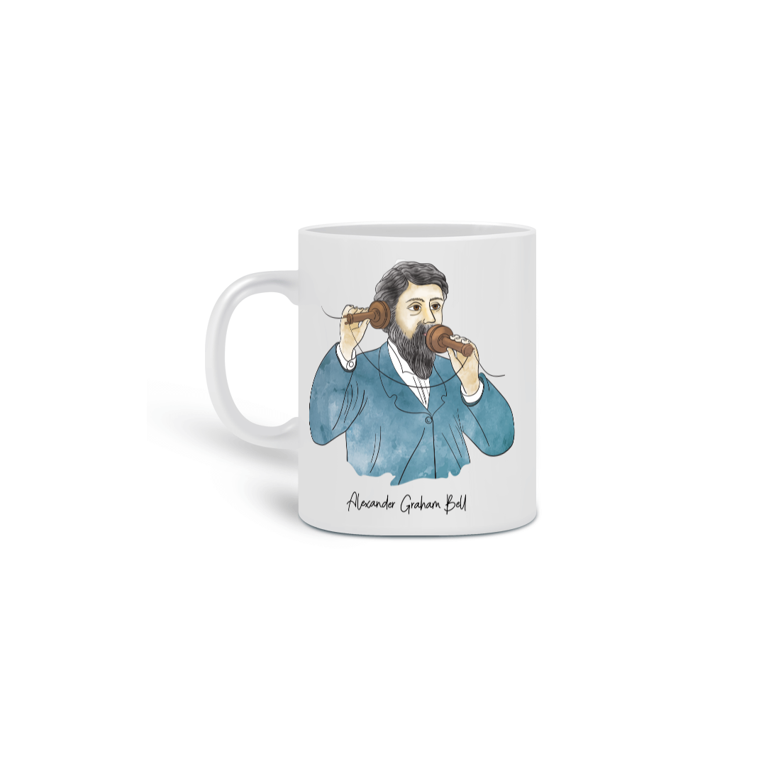 Graham Bell - coleção Pensadores - caneca branca